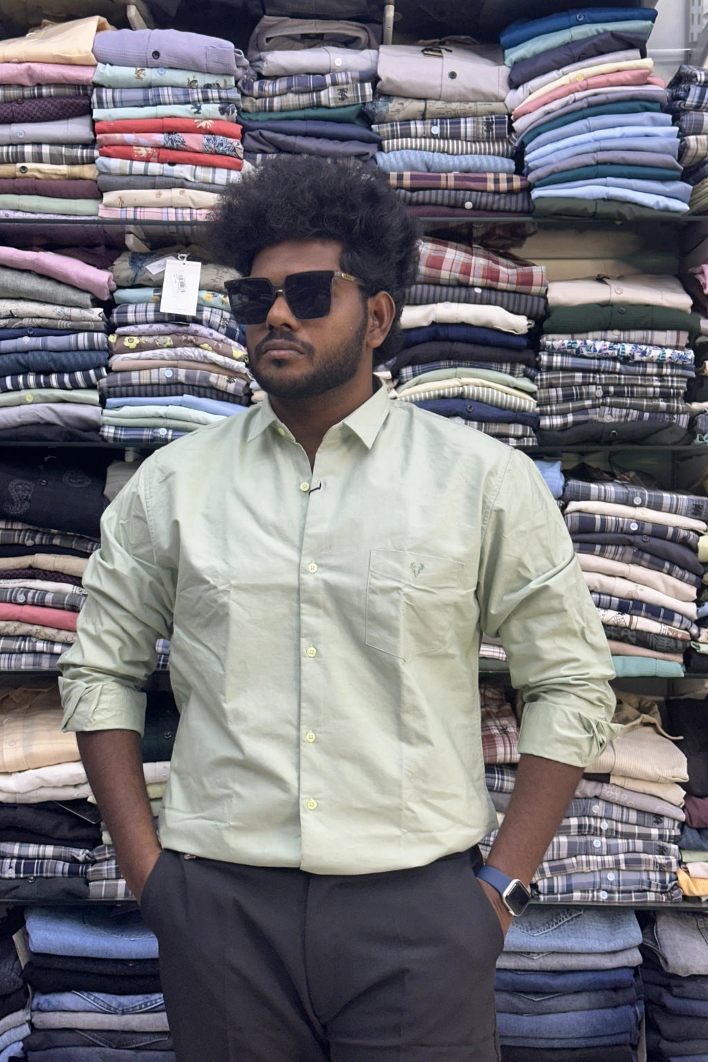 Men's pale ash oxford plain full sleeve shirt in big sizes 3XL to 6XL by TheBrandSpot