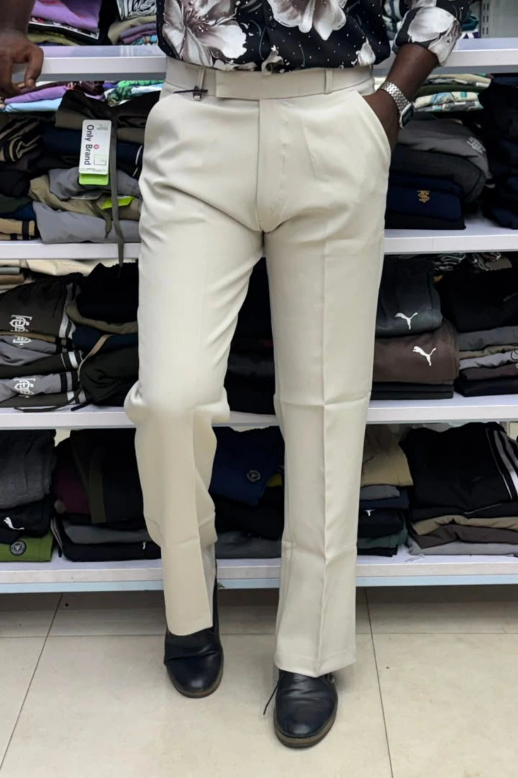 Men's vintage bootcut casual trousers in moonstone grey color in sizes 28 to 36 by TheBrandSpot