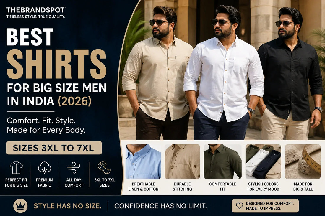 Best Shirts for Big Size Men in India - Comfortable and Stylish 3XL to 7XL Shirts by TheBrandSpot