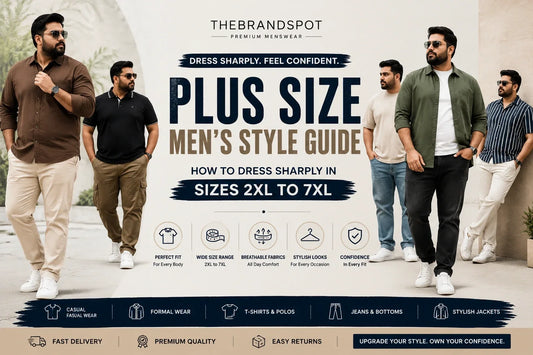 Plus size men fashion guide featuring 2XL to 7XL shirts and trousers by TheBrandSpot
