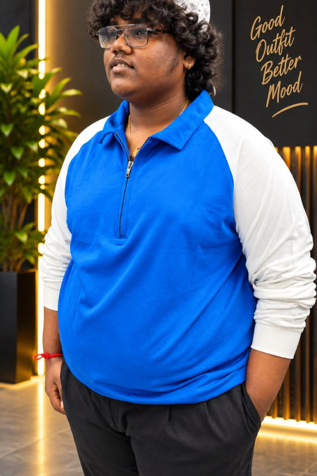 Men's Plus Size Full Sleeve Zipper T-Shirt (3XL - 7XL)