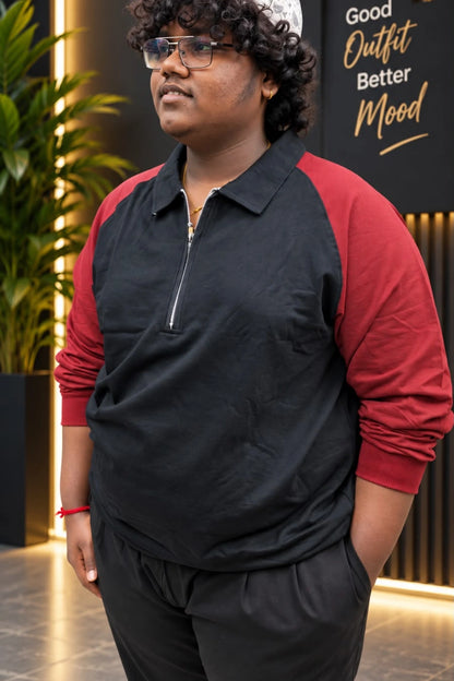 Men's Plus Size Full Sleeve Zipper T-Shirt (3XL - 7XL)