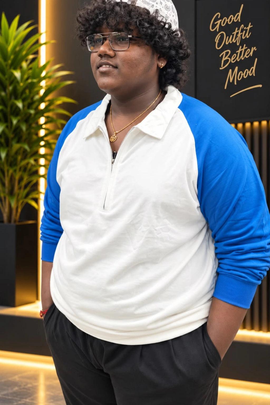 Men's Plus Size Full Sleeve Zipper T-Shirt (3XL - 7XL)