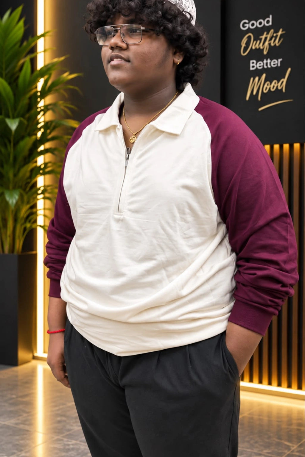 Men's Plus Size Full Sleeve Zipper T-Shirt (3XL - 7XL)
