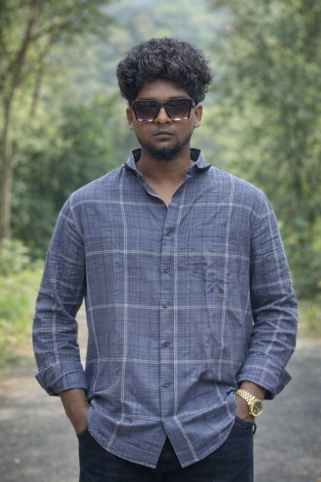 Men's J.D. Line ship cove checkered casual shirt with windowpane pattern in sizes M to 2XL by TheBrandSpot