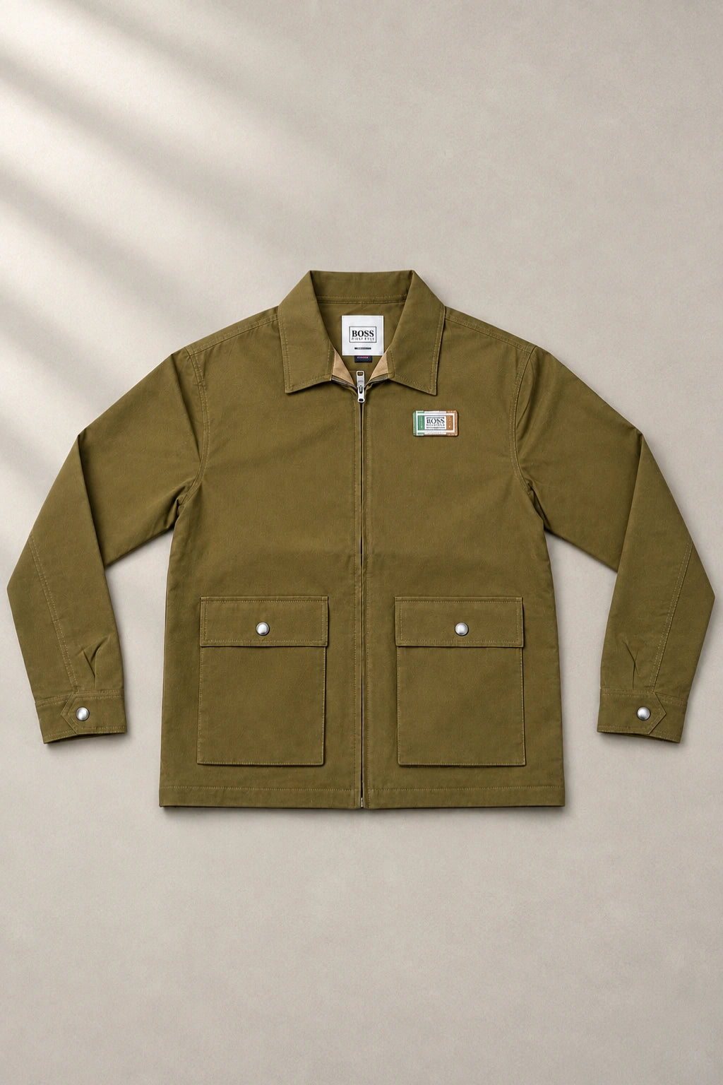 Men's celebrity jacket in rustic olive green full sleeve utility jacket by The Brand Spot