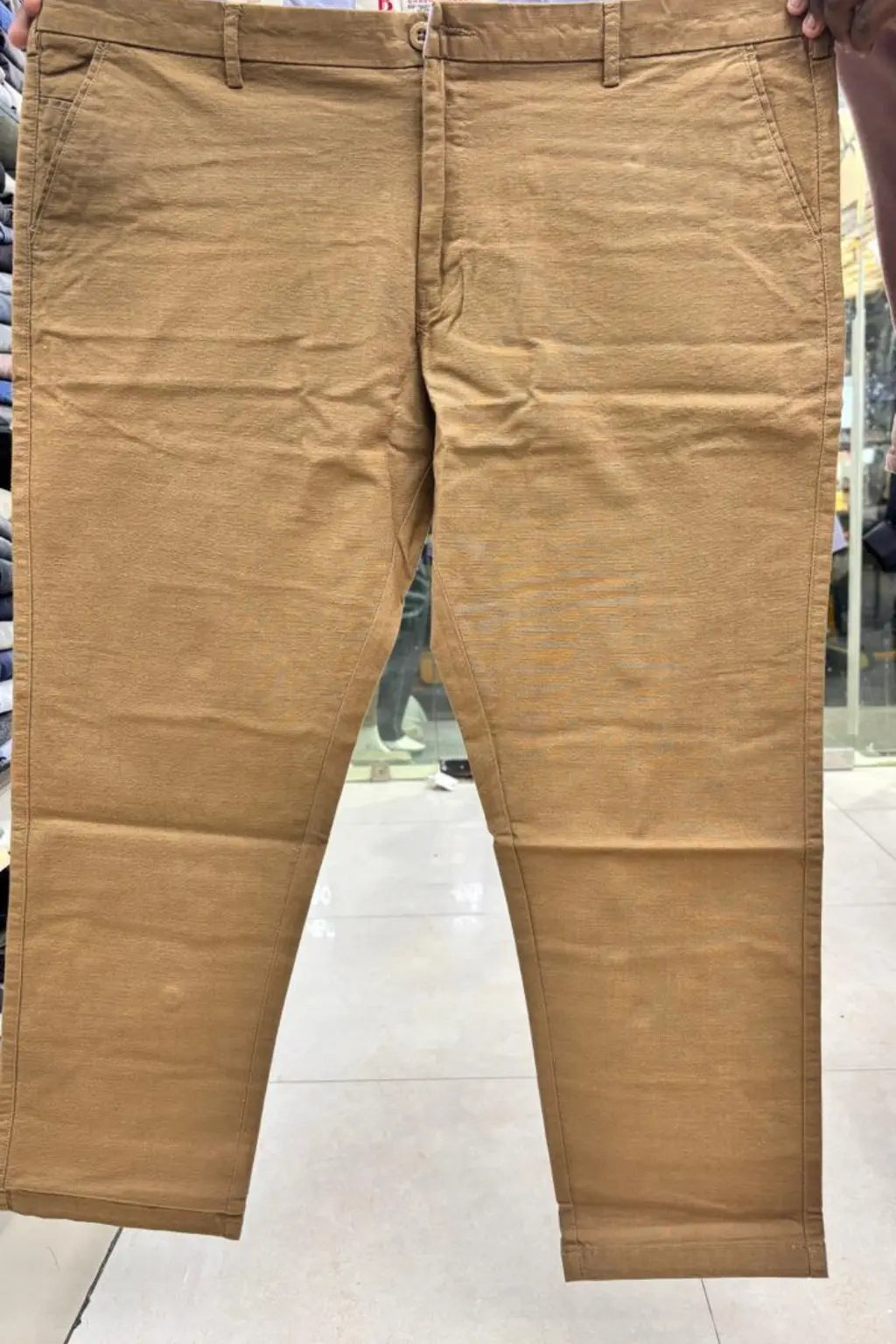 Men's copper brown formal linen pants in plus sizes 38 to 44 by TheBrandSpot