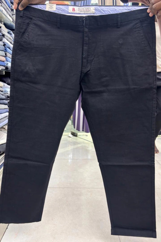 Men's kestrel black formal linen pants in plus sizes 38 to 44 by TheBrandSpot