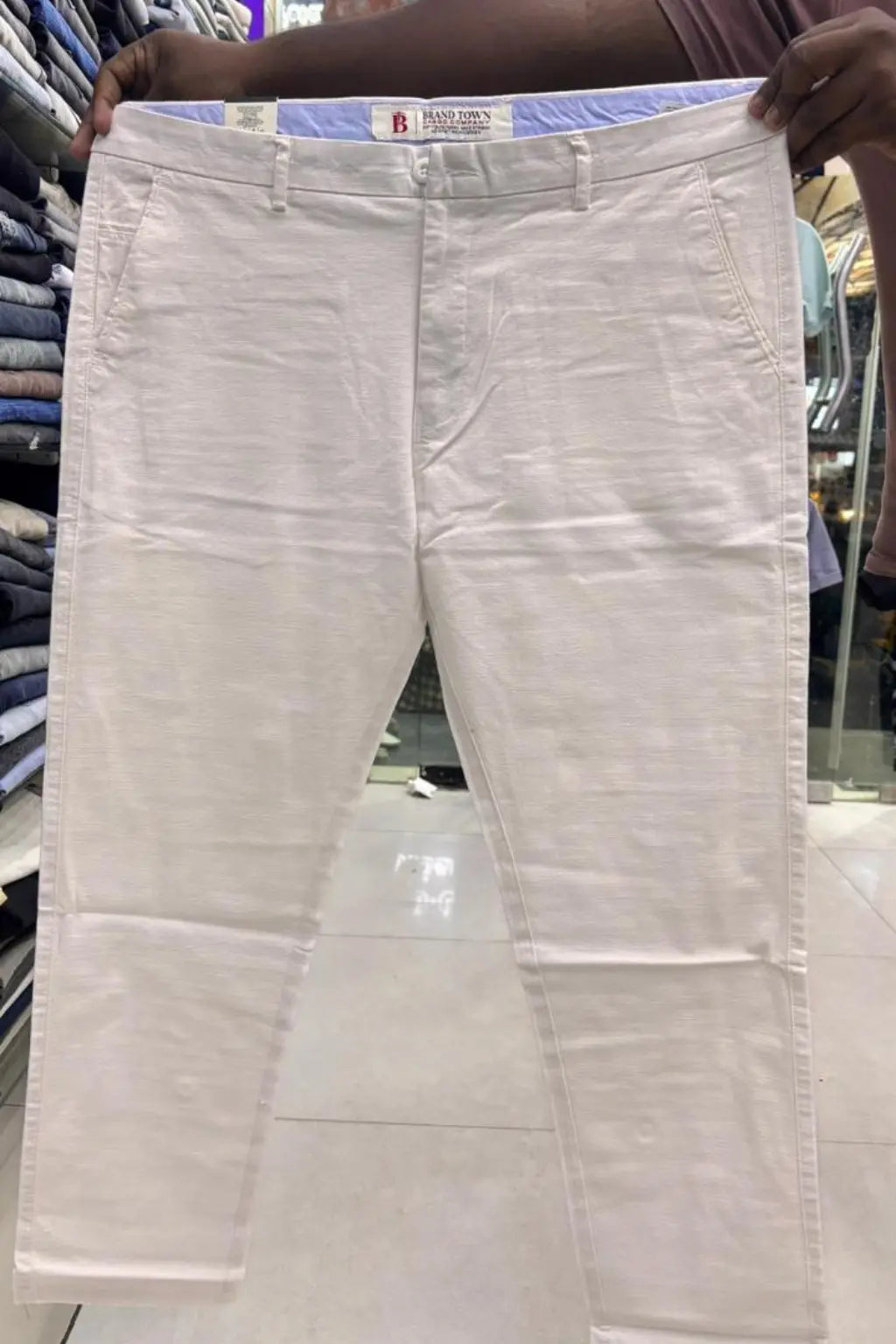 Men's tori off white formal linen pants in plus sizes 38 to 44 by TheBrandSpot