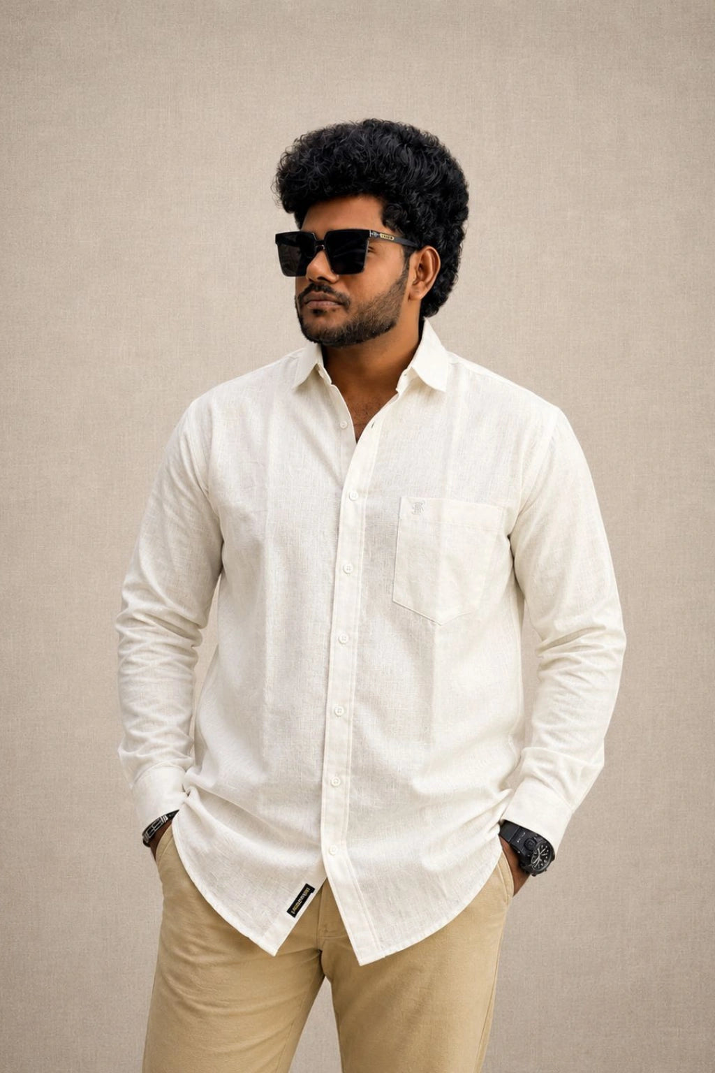 Men's light sandal premium full sleeve linen shirt in plus sizes 3XL to 7XL by TheBrandSpot