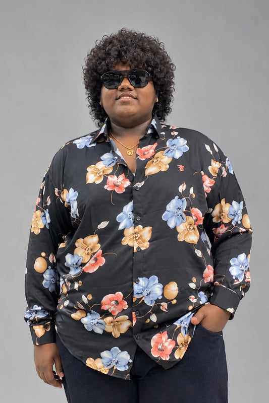Men's Just Love It leaf printed full sleeve casual shirt in Urban Night color variant by The Brand Spot