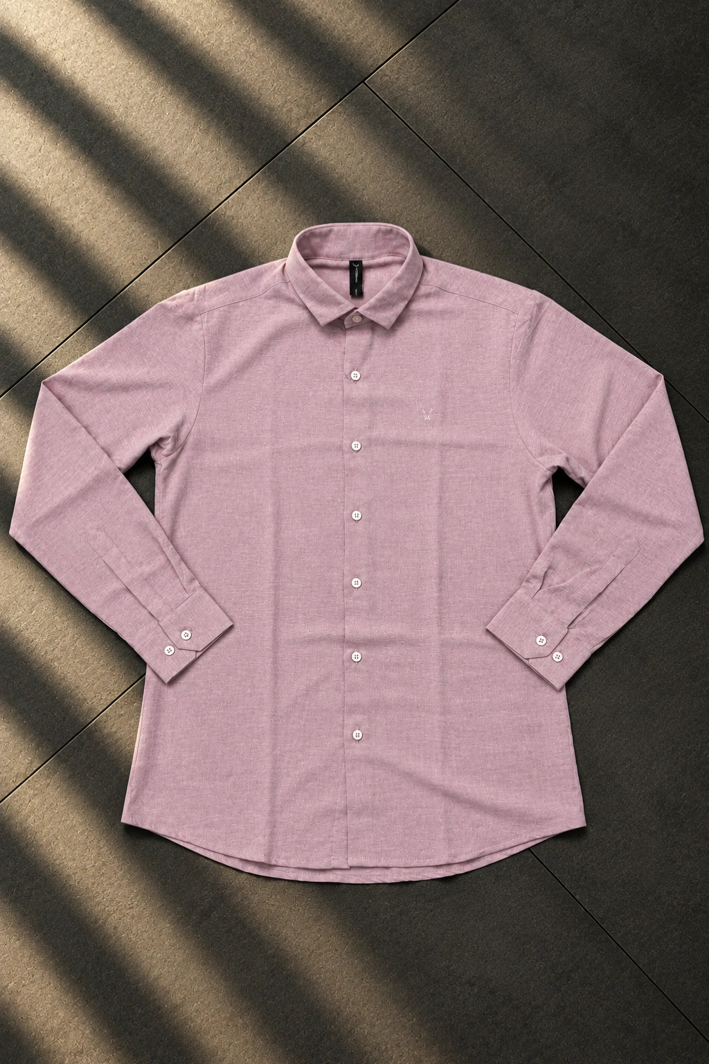 Men's korean style solid color casual shirt in blush rose light pink long sleeve shirt by The Brand Spot