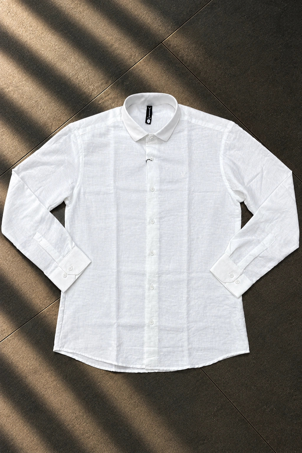 Men's korean style solid color casual shirt in herbal white full sleeve long shirt by The Brand Spot