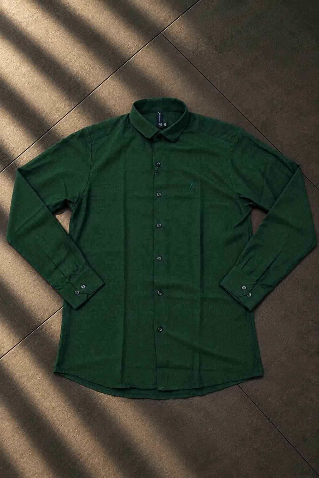 Men's korean style solid color casual shirt in jungle green dark forest long sleeve shirt by The Brand Spot