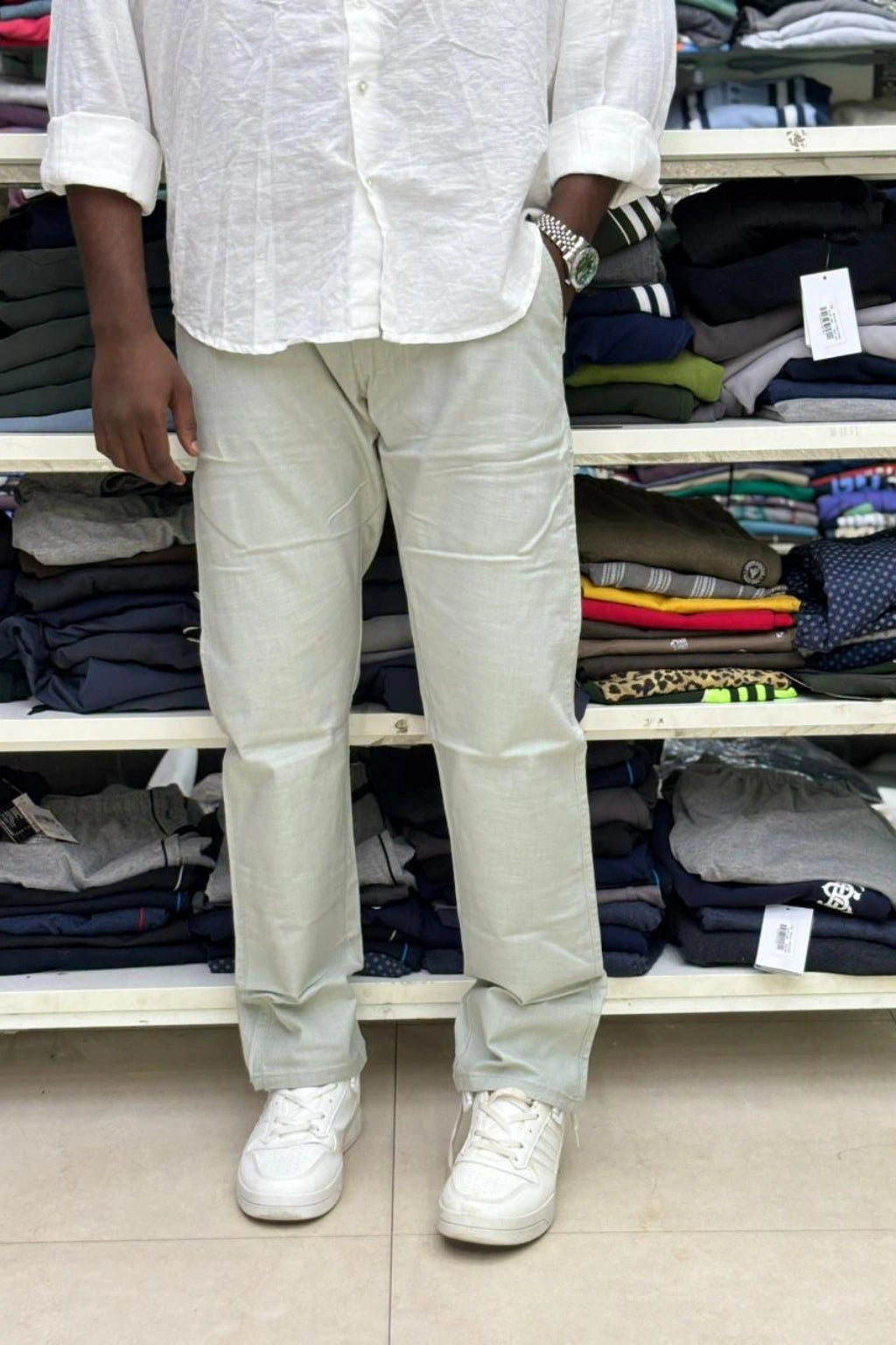 Men's grey jade loose fit casual linen pants in sizes 30 to 38 by TheBrandSpot