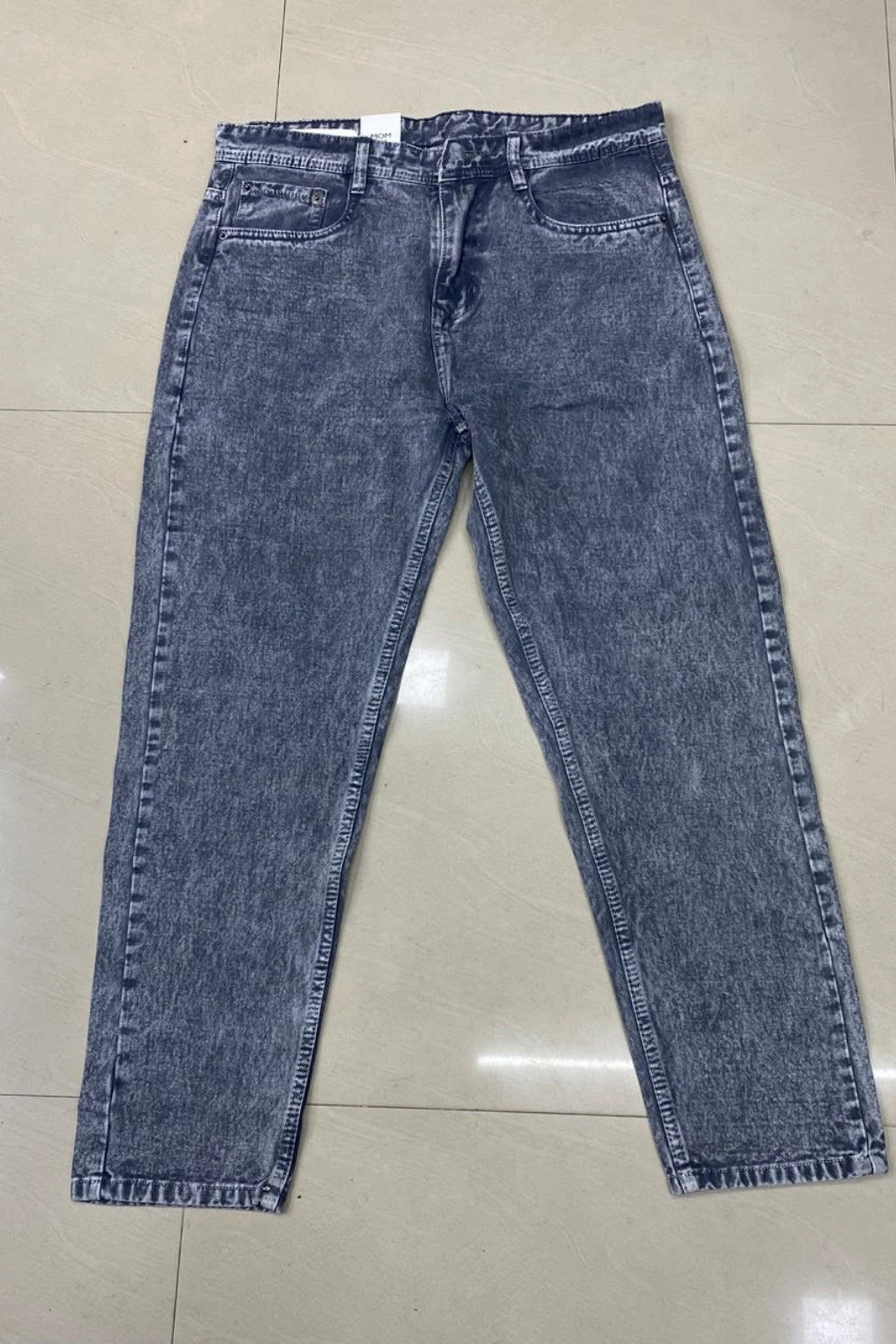 Men's mom fit relaxed denim pants in denim grey washed dark grey casual jeans by The Brand Spot