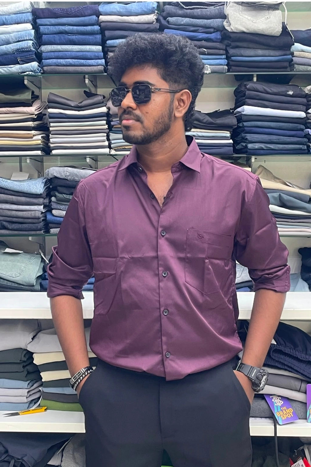 Men's plum purple party wear shirt in sizes M to 2XL by TheBrandSpot