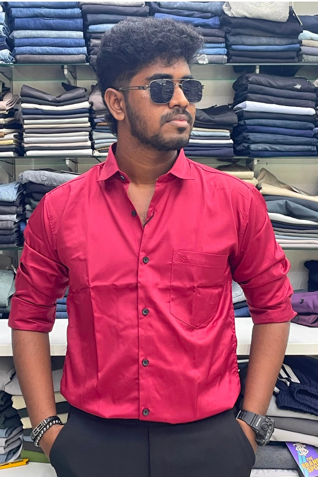 Men's rose red party wear shirt in sizes M to 2XL by TheBrandSpot
