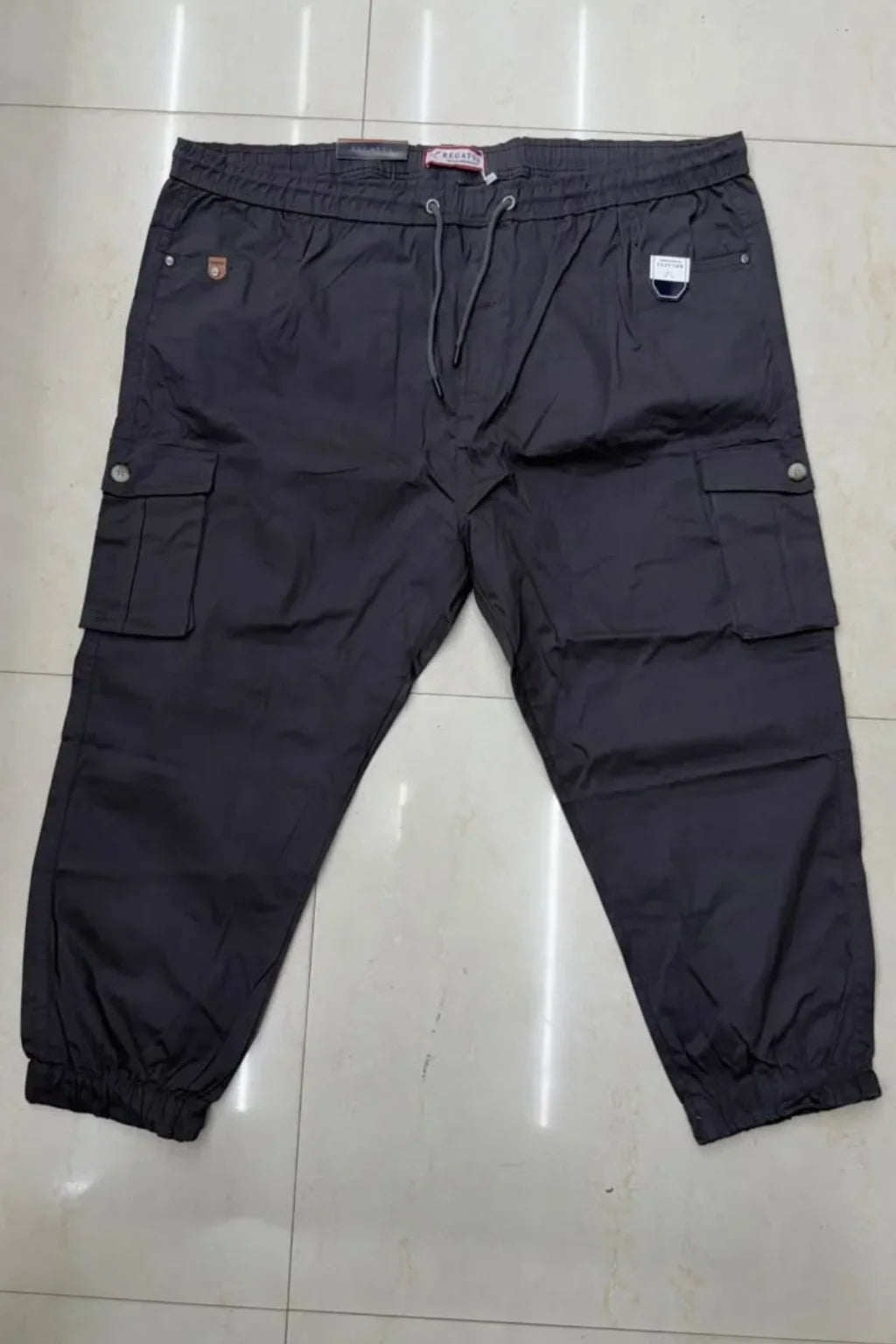 Men's Plus Size Cotton Cargo Joggers in Blue Graphite with utility cargo pockets by The Brand Spot