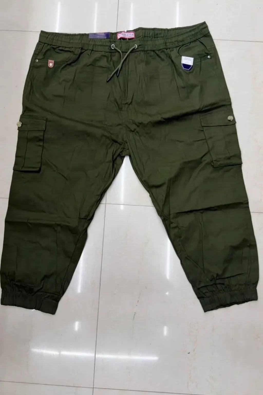 Men's Plus Size Cotton Cargo Joggers in Forest Olive with utility cargo pockets by The Brand Spot