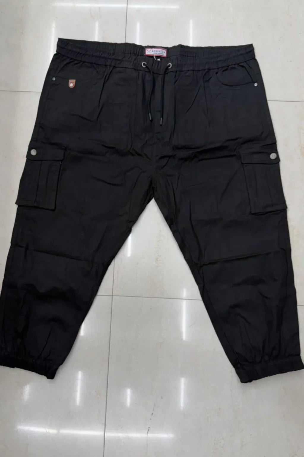 Men's Plus Size Cotton Cargo Joggers in Gluon Grey with utility cargo pockets by The Brand Spot