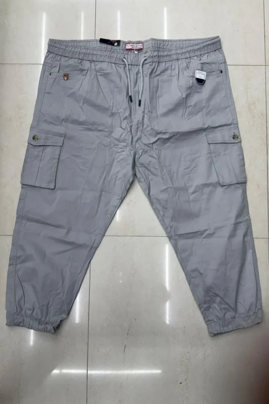 Men's Plus Size Cotton Cargo Joggers in Roman Silver with utility cargo pockets by The Brand Spot