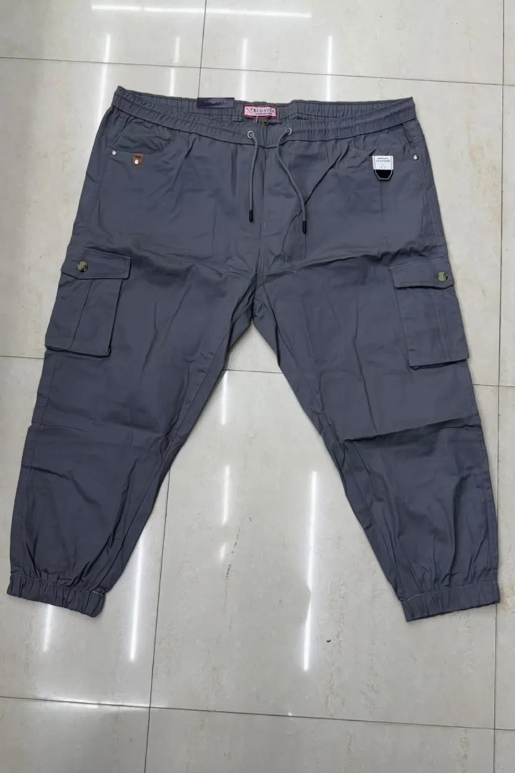 Men's Plus Size Cotton Cargo Joggers in Voyager grey with utility cargo pockets by The Brand Spot