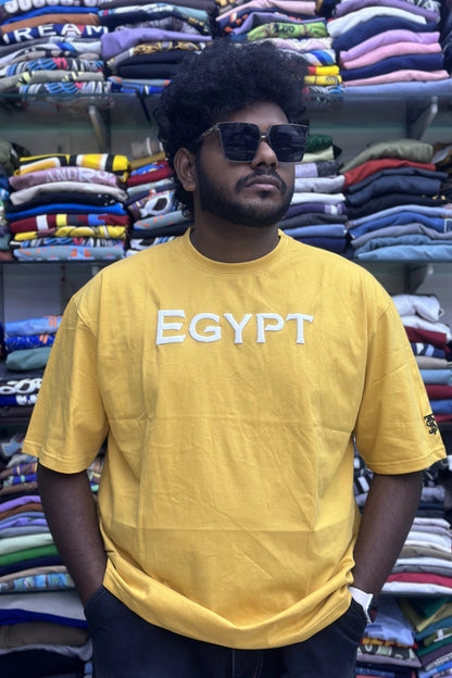 Men's harvest gold plus size half sleeve cotton t-shirt with EGYPT front print in sizes 5XL to 10XL by TheBrandSpot
