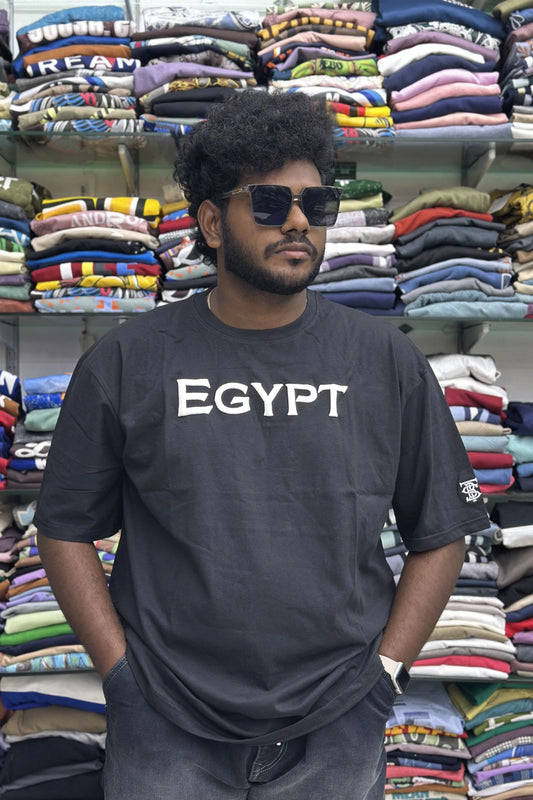 Men's urban navy plus size half sleeve cotton t-shirt with EGYPT front print in sizes 5XL to 10XL by TheBrandSpot