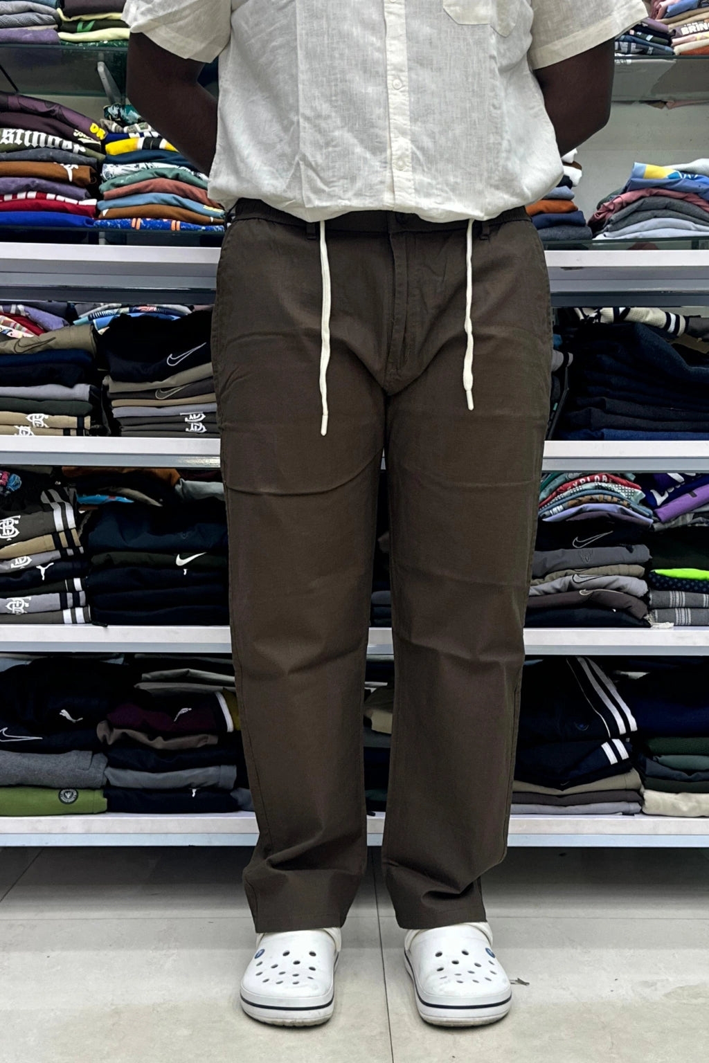 Men's coffee brown plus size premium linen pants in big sizes 40 to 48 by TheBrandSpot
