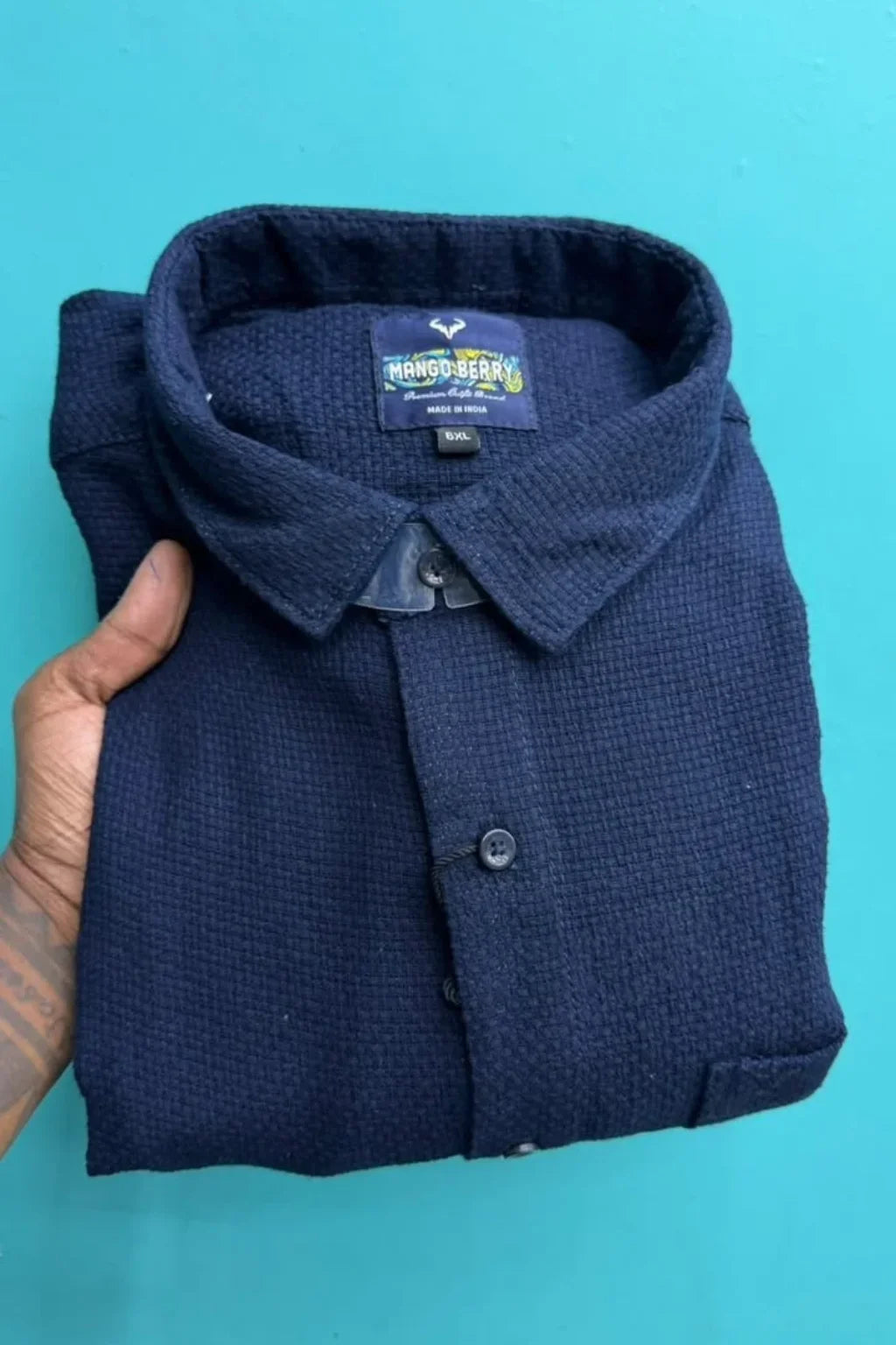 Men's Plus Size Plain Jute Shirt in Breeze Blue by The Brand Spot