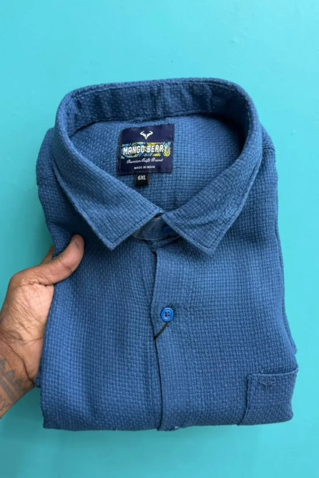 Men's Plus Size Plain Jute Shirt in Bright Cobalt by The Brand Spot