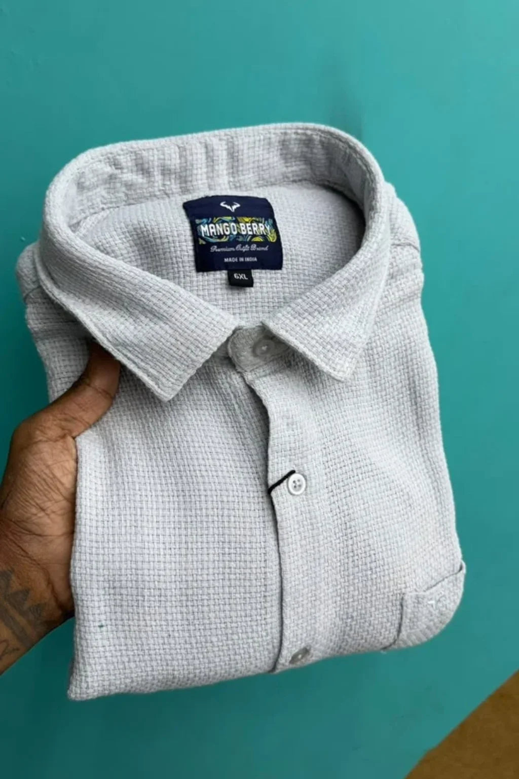 Men's Plus Size Plain Jute Shirt in Crystal Grey by The Brand Spot
