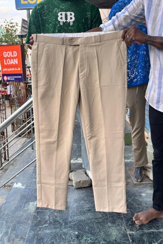 Men's beige plus size polo fit stretch casual pants in sizes 40 to 48 by TheBrandSpot