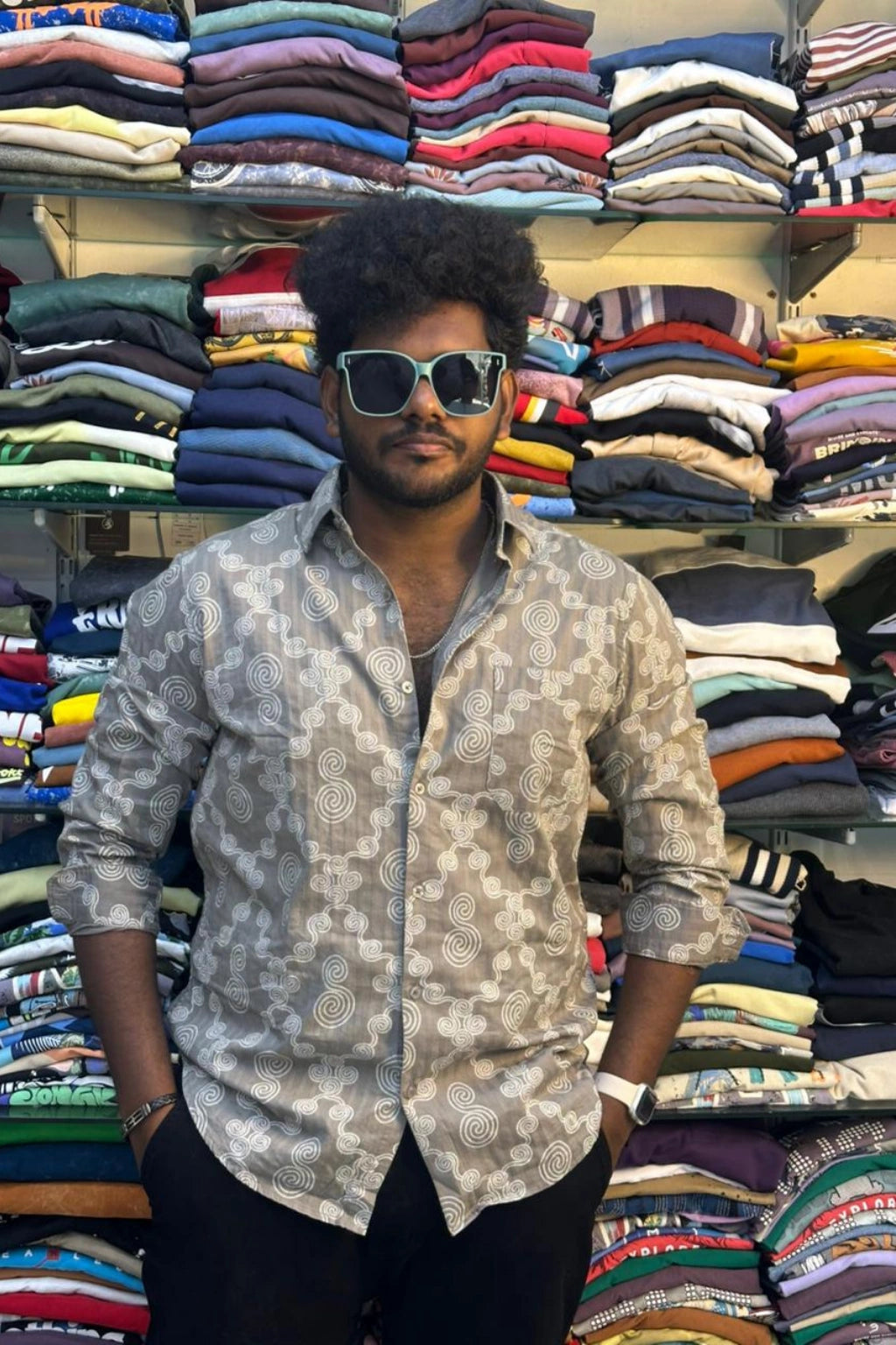 Men's brown ash printed plus size casual shirt in big sizes 3XL to 5XL by TheBrandSpot
