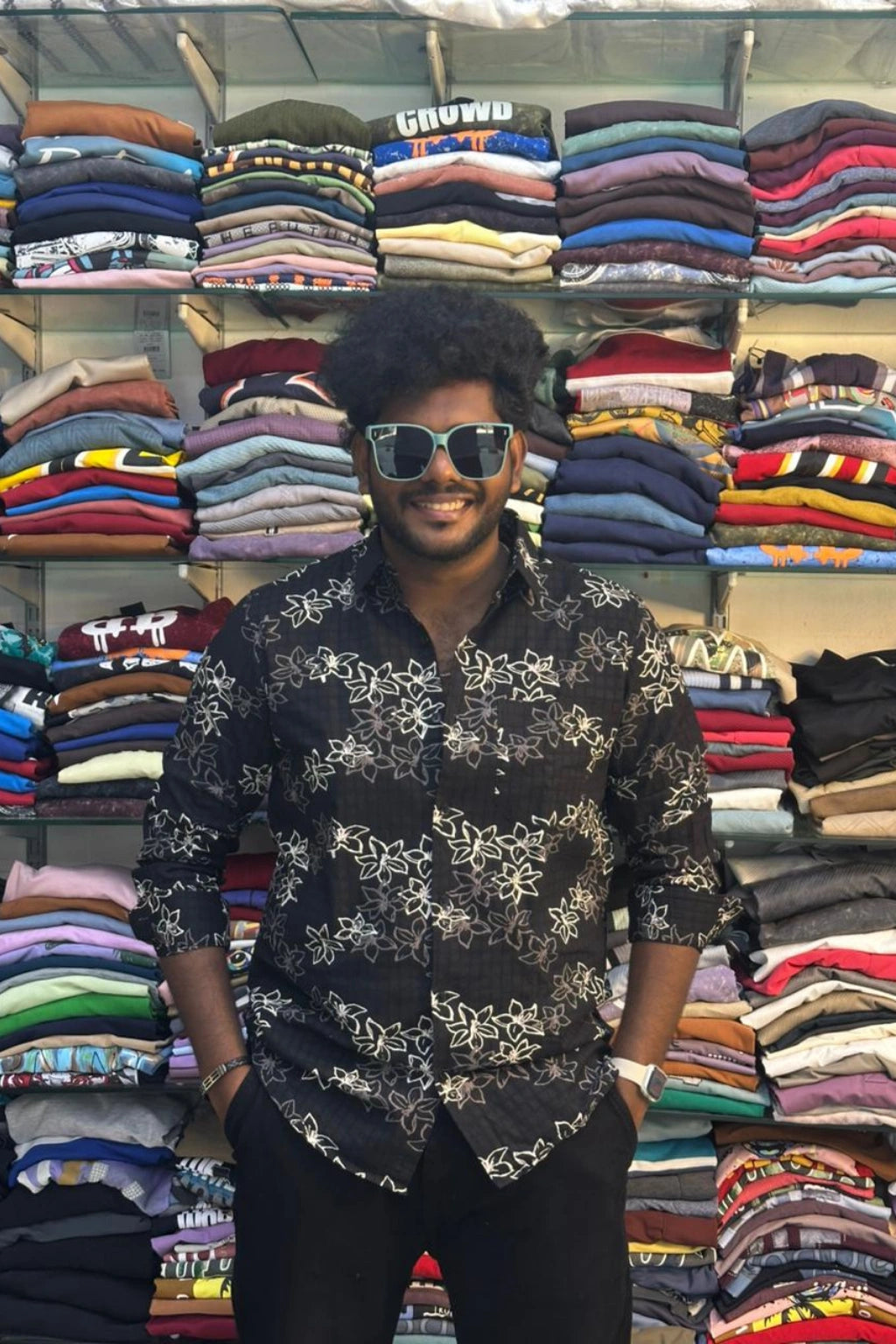 Men's charcoal black printed plus size casual shirt in big sizes 3XL to 5XL by TheBrandSpot