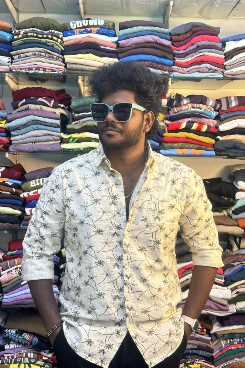 Men's cream soft printed plus size casual shirt in big sizes 3XL to 5XL by TheBrandSpot