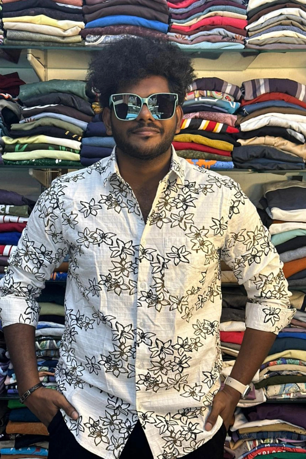Men's cream yellow printed plus size casual shirt in big sizes 3XL to 5XL by TheBrandSpot