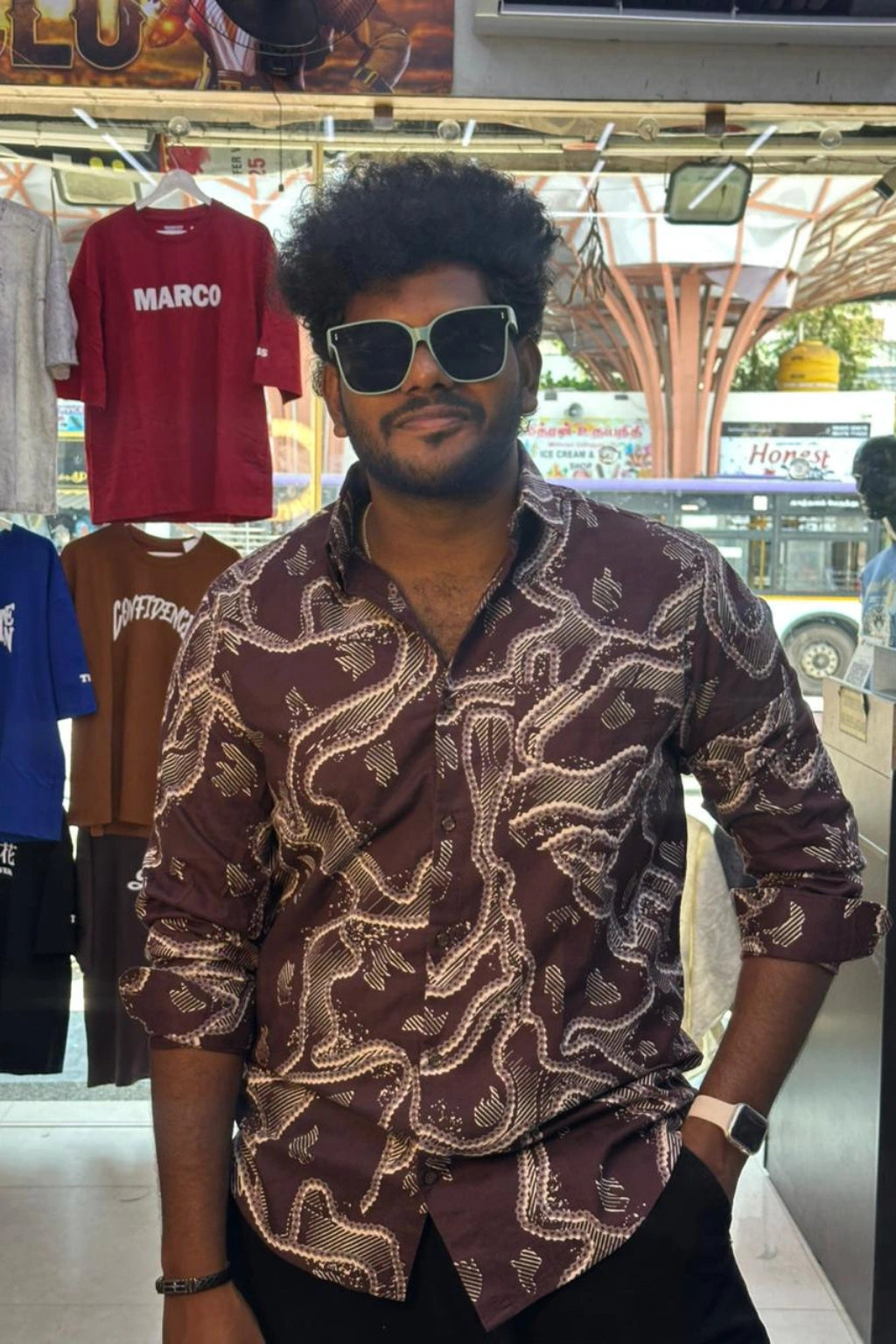 Men's dark purple printed plus size casual shirt in big sizes 3XL to 5XL by TheBrandSpot