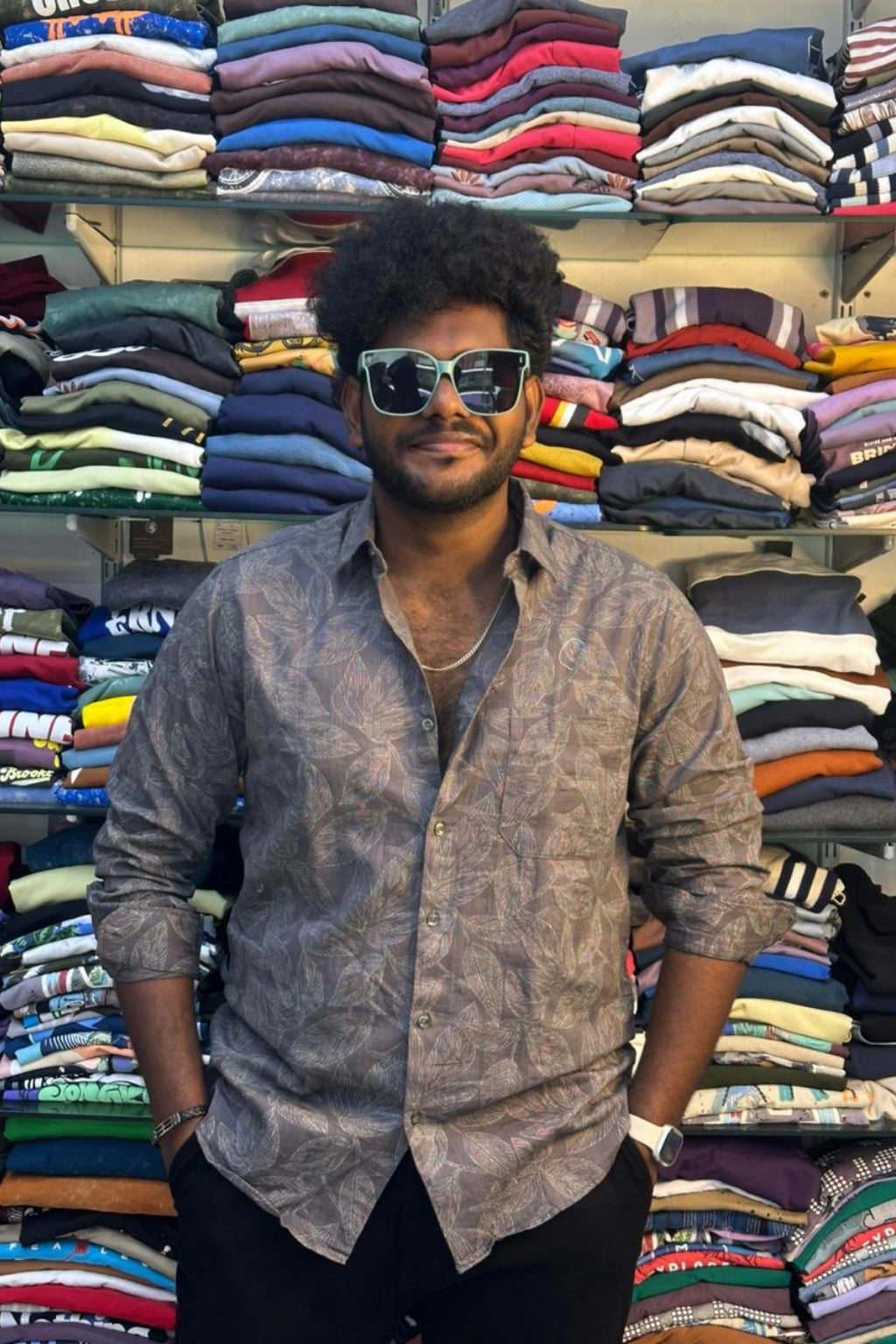 Men's dusty brown printed plus size casual shirt in big sizes 3XL to 5XL by TheBrandSpot