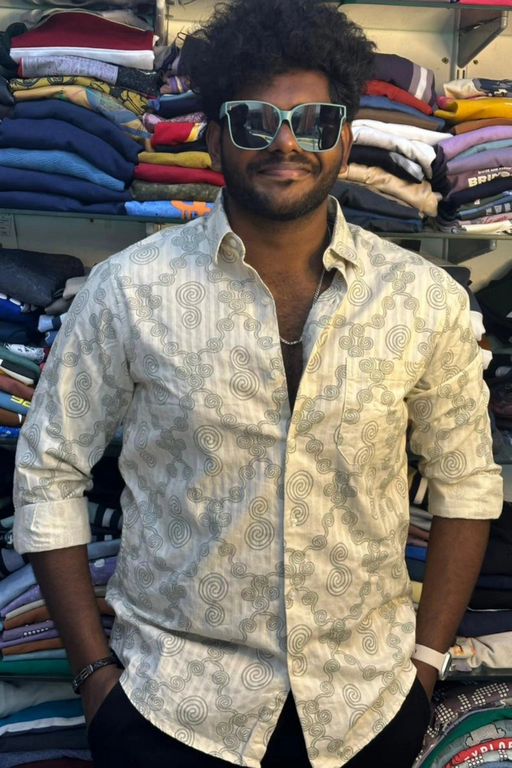 Men's golden sand printed plus size casual shirt in big sizes 3XL to 5XL by TheBrandSpot