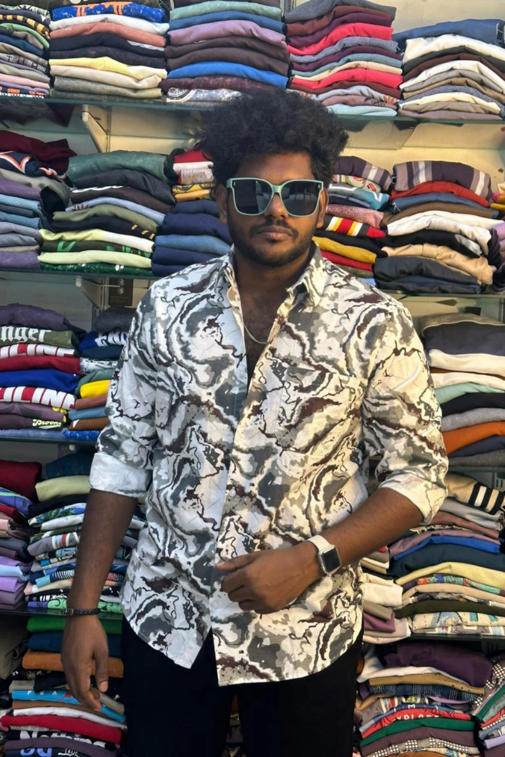 Men's rich ivory printed plus size casual shirt in big sizes 3XL to 5XL by TheBrandSpot