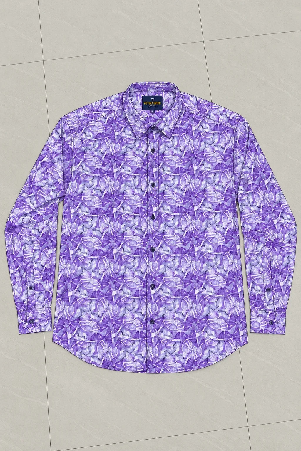 Men's Plus Size Therapy Casual Shirt in Purple Floral by The Brand Spot