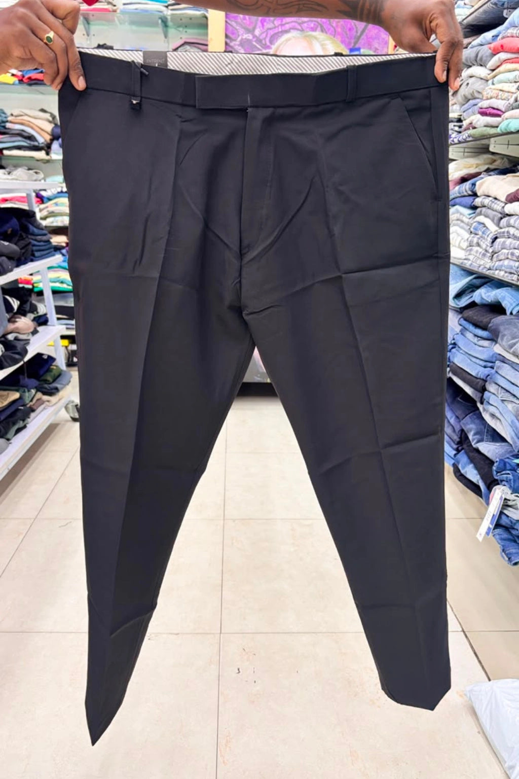 Men's black marlin polo fit casual stretch cotton trousers in sizes 38 to 44 by TheBrandSpot