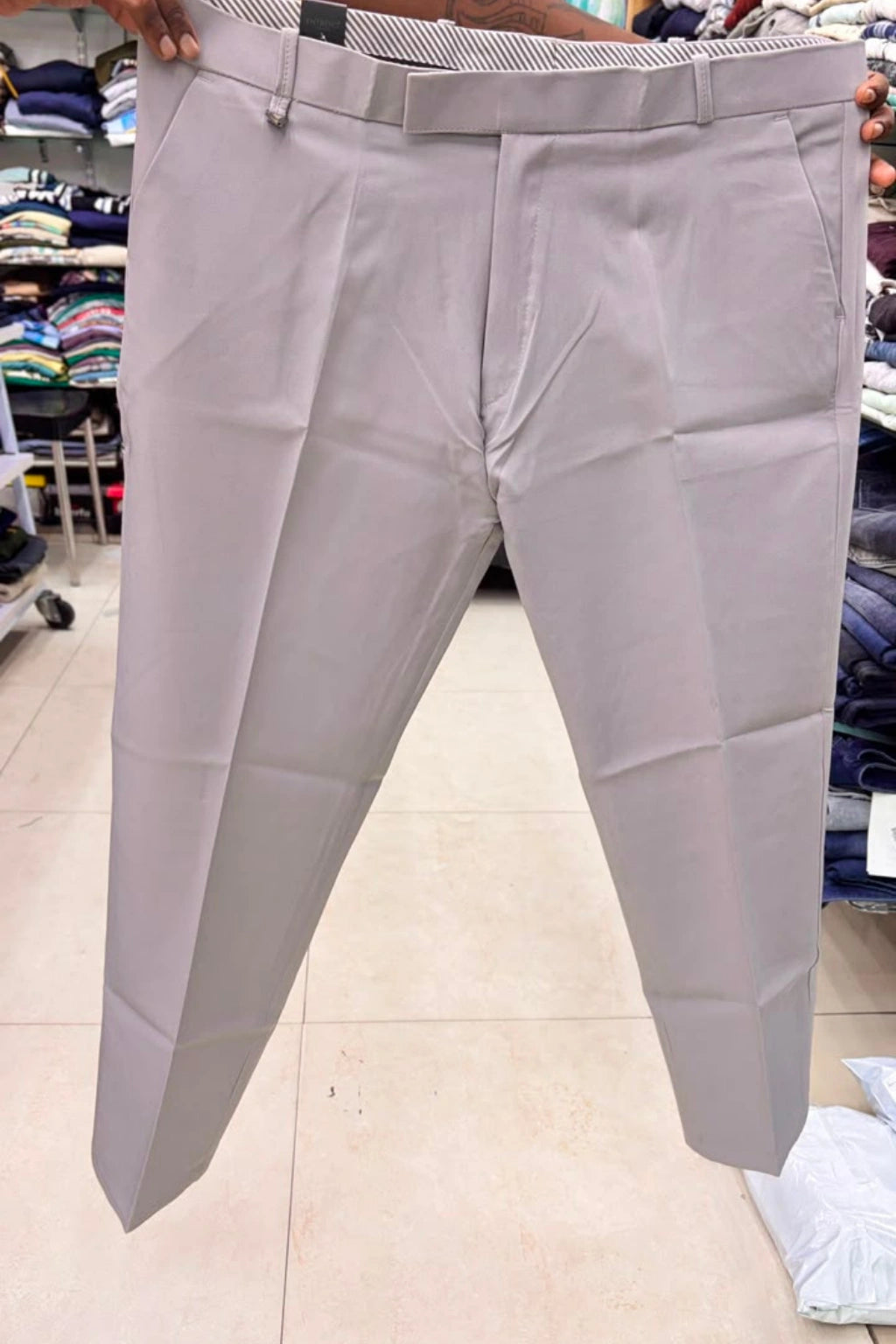 Men's dusty beige polo fit casual stretch cotton trousers in sizes 38 to 44 by TheBrandSpot