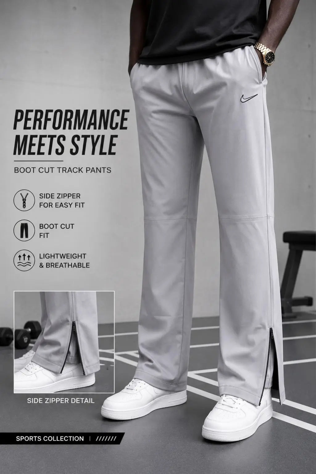 Men's Premium Bootcut Track Pants with Side Zipper (M–XXL