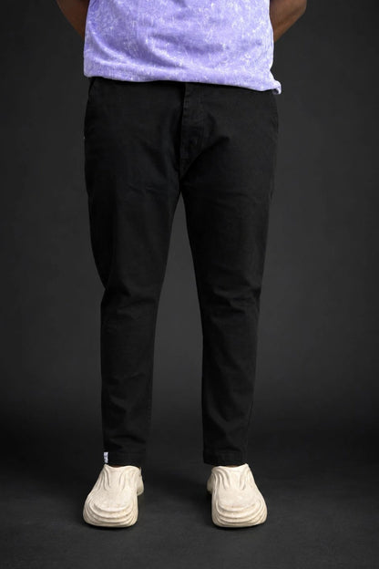 Front full view of men's Z-black premium stretch jeans in tapered fit available in sizes 28 to 48 by TheBrandSpot