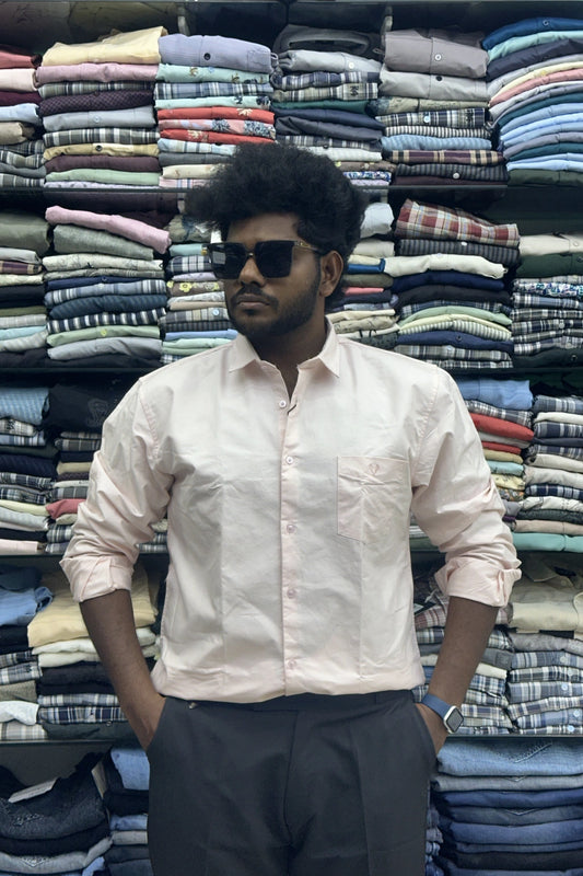 Men's light rose oxford plain full sleeve shirt in big sizes 3XL to 6XL by TheBrandSpot