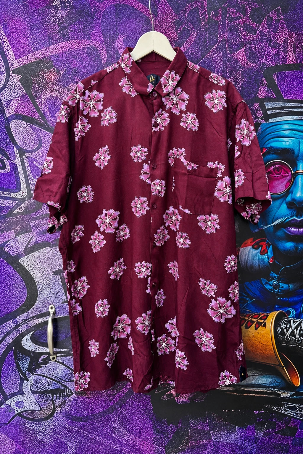 Plus size men's brown chocolate rayon printed half sleeve shirt in sizes 3XL to 5XL by TheBrandSpot