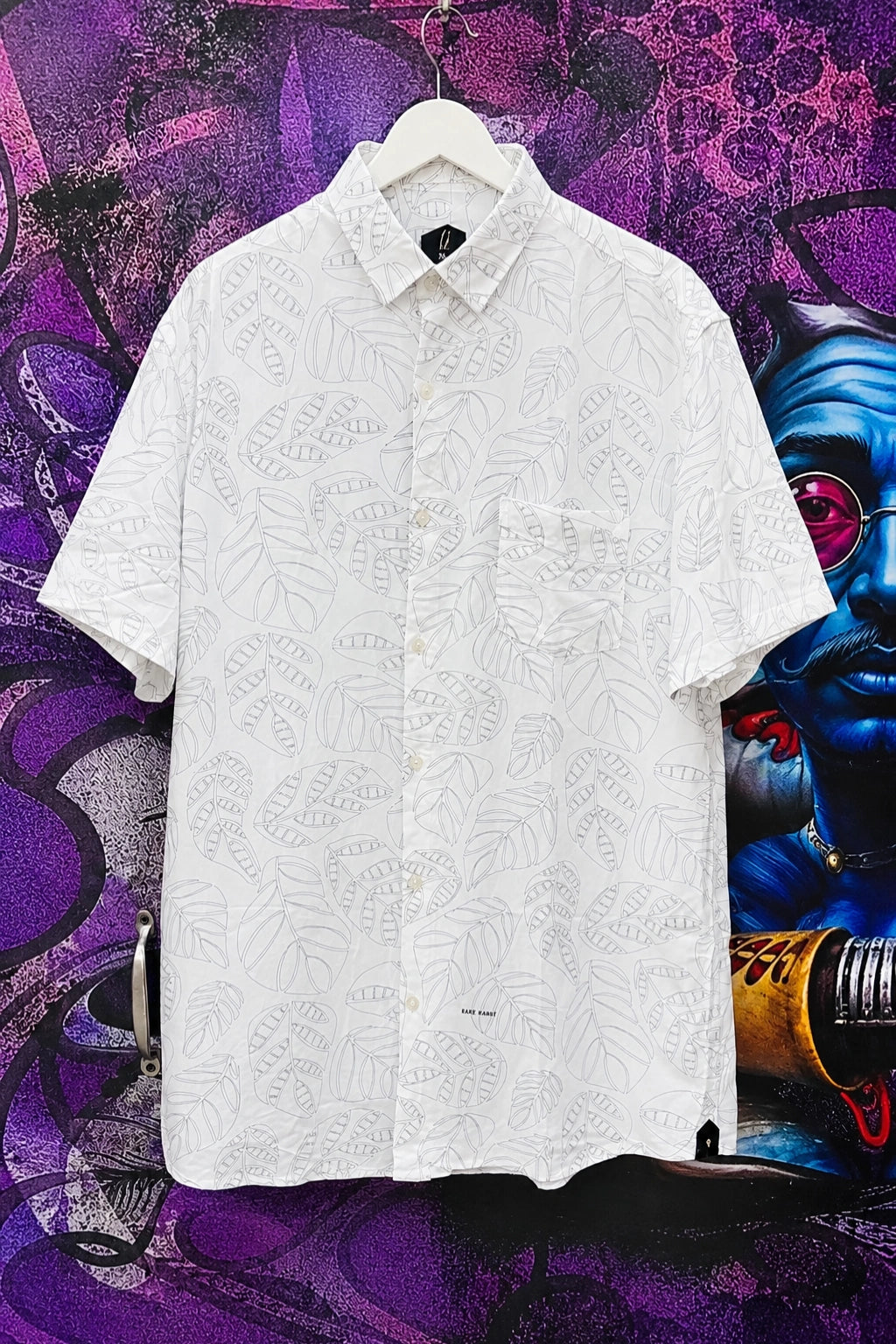 Plus size men's cloud grey rayon printed half sleeve shirt in sizes 3XL to 5XL by TheBrandSpot